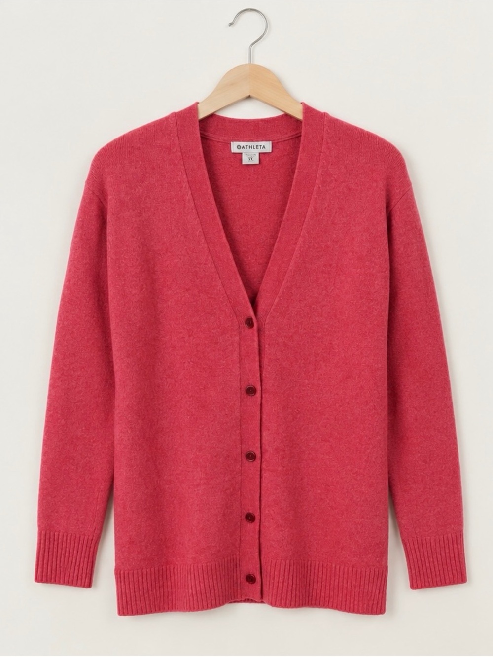 Athleta Westlake Merino Wool Blend V-Neck Cardigan Dragonfruit Pink - Size XS